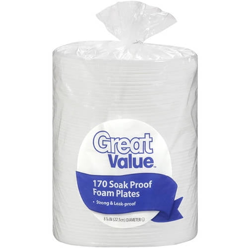 Great Value, 9" Foam Plates, 170 ct