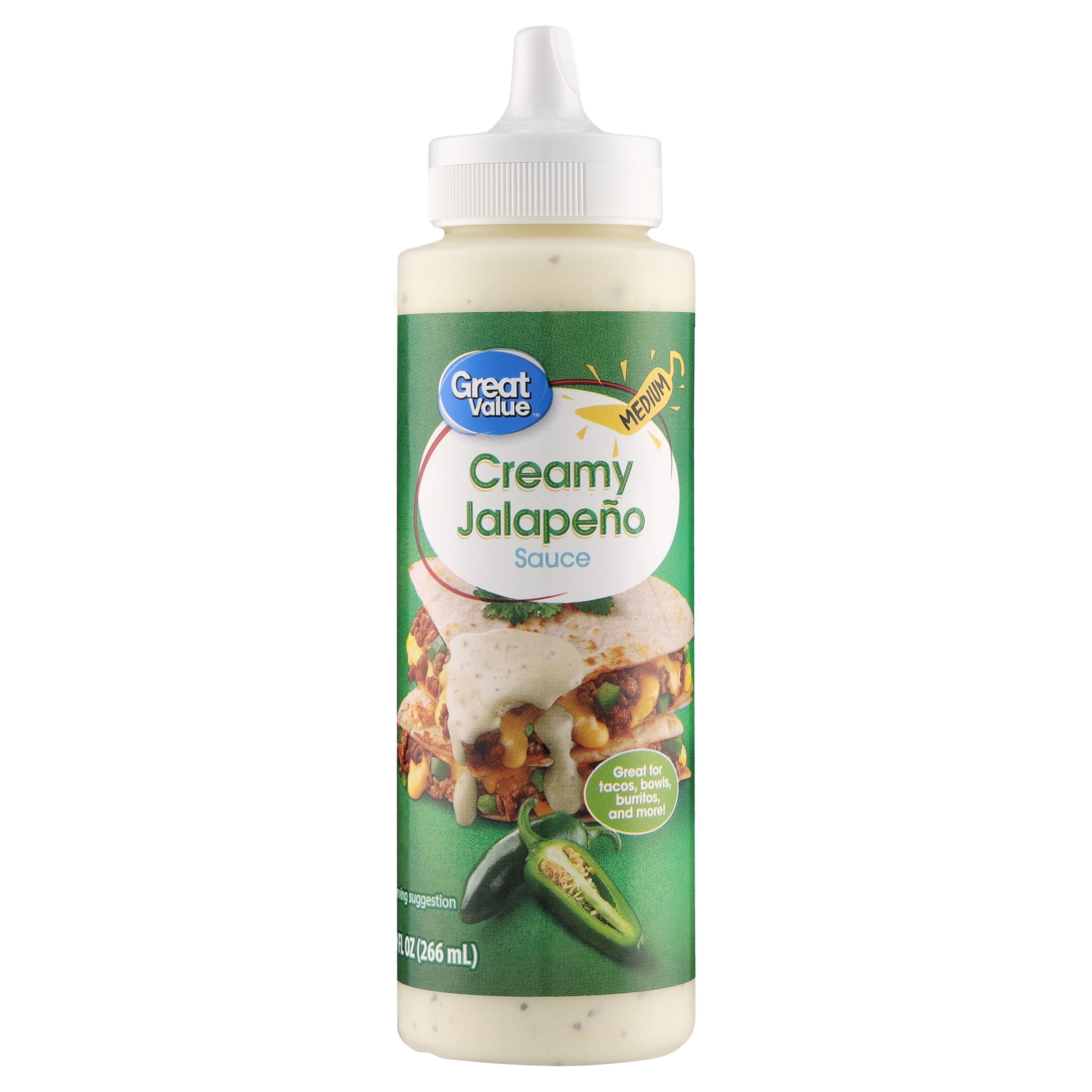 Great Value Creamy Jalapeno Sauce, 9 fl oz Bottle
