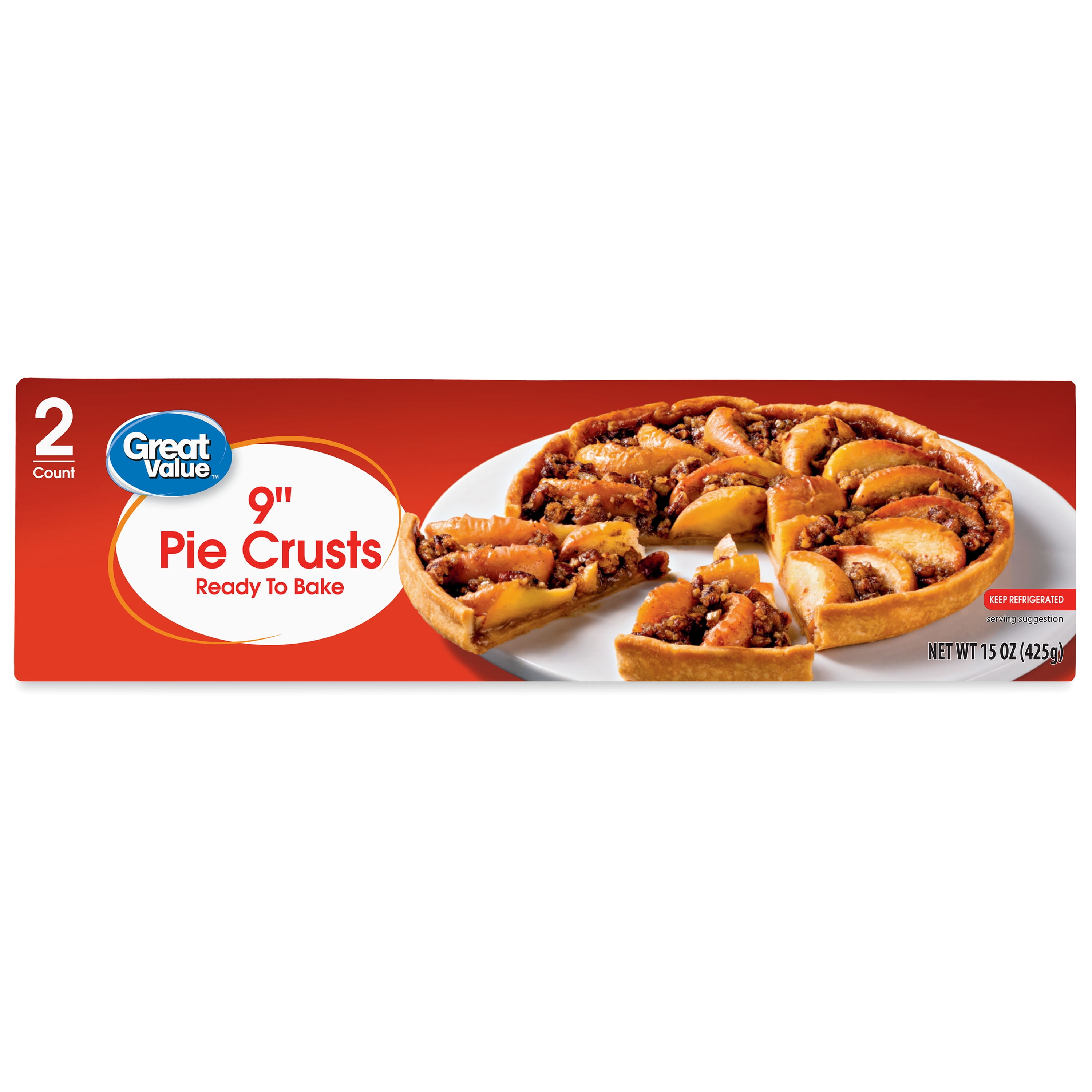 Great Value 9-Inch Pie Crusts, Ready to Bake, 15 oz, 2 Count