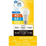 Great Value A19 3-Way LED Light Bulb, 40/60/100 Watts Tunable, Soft White, E26 Medium Base (1 Pack)