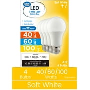 Great Value A19 3-Way LED Light Bulb, 40/60/100 Watts Tunable, Soft White, E26 Medium Base (4 Pack)