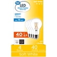 thumbnail image 1 of Great Value 18YR A19 LED Light Bulb, 4.5W (40W Equivalent) Dimmable Soft White E26 Base, 4 Pack, 1 of 12