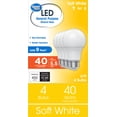 thumbnail image 1 of Great Value A19 LED Light Bulbs, 40 Watts Eqv, Soft White, General Purpose, 9yr, Medium Base, 4 pack, 1 of 9