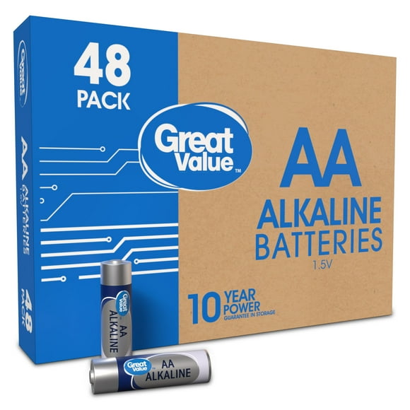 Great Value Alkaline AA Batteries (48 Pack)