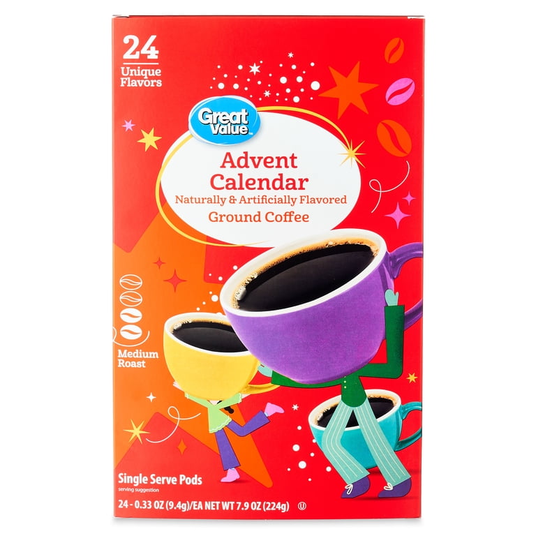 Great Value Advent Calendar Ground Coffee Pods, 0.33 oz, 24 Count -  Walmart.com