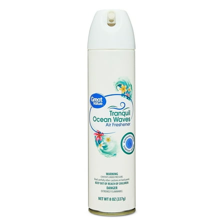 Great Value Aerosol Air Freshener, Tranquil Ocean Waves, 8 OZ