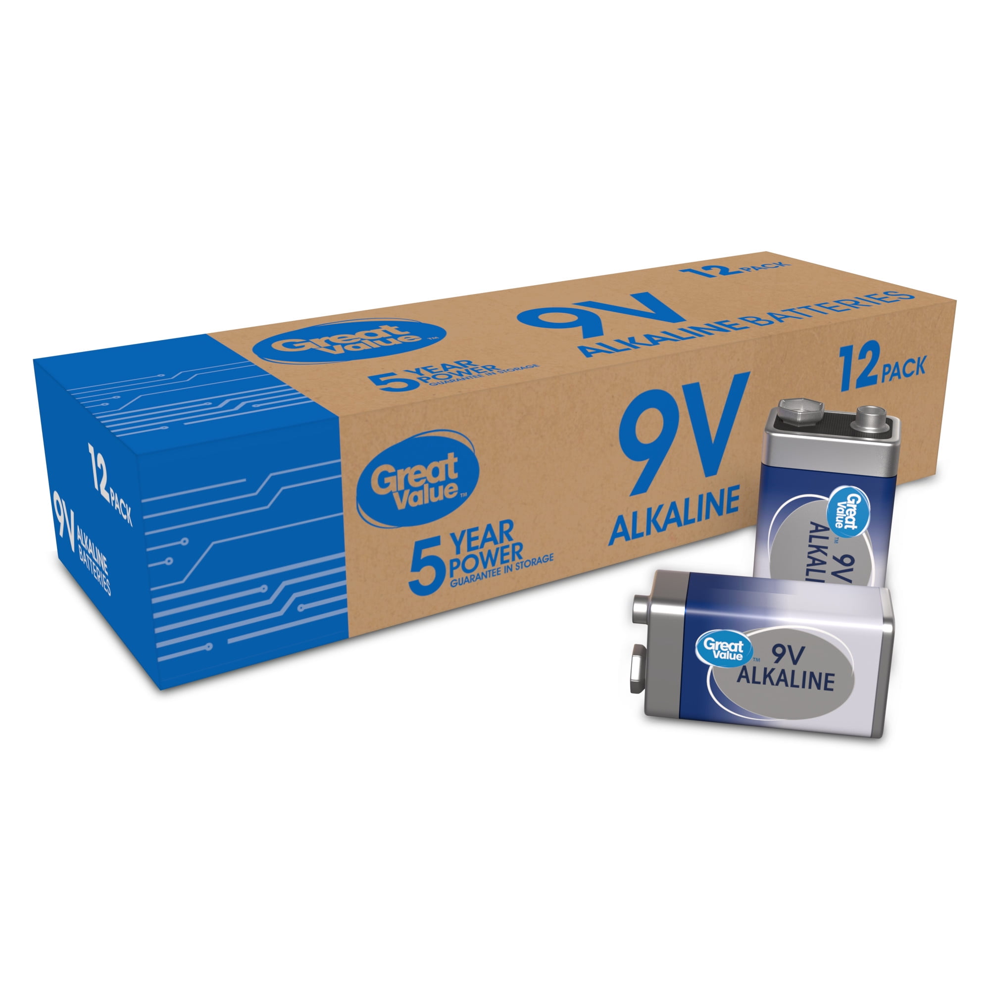 Great Value Alkaline 9V Batteries (12 Pack)