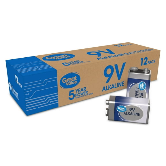 Great Value Alkaline 9V Batteries (12 Pack)