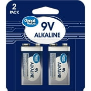 Great Value Alkaline 9V Batteries, 2 Count
