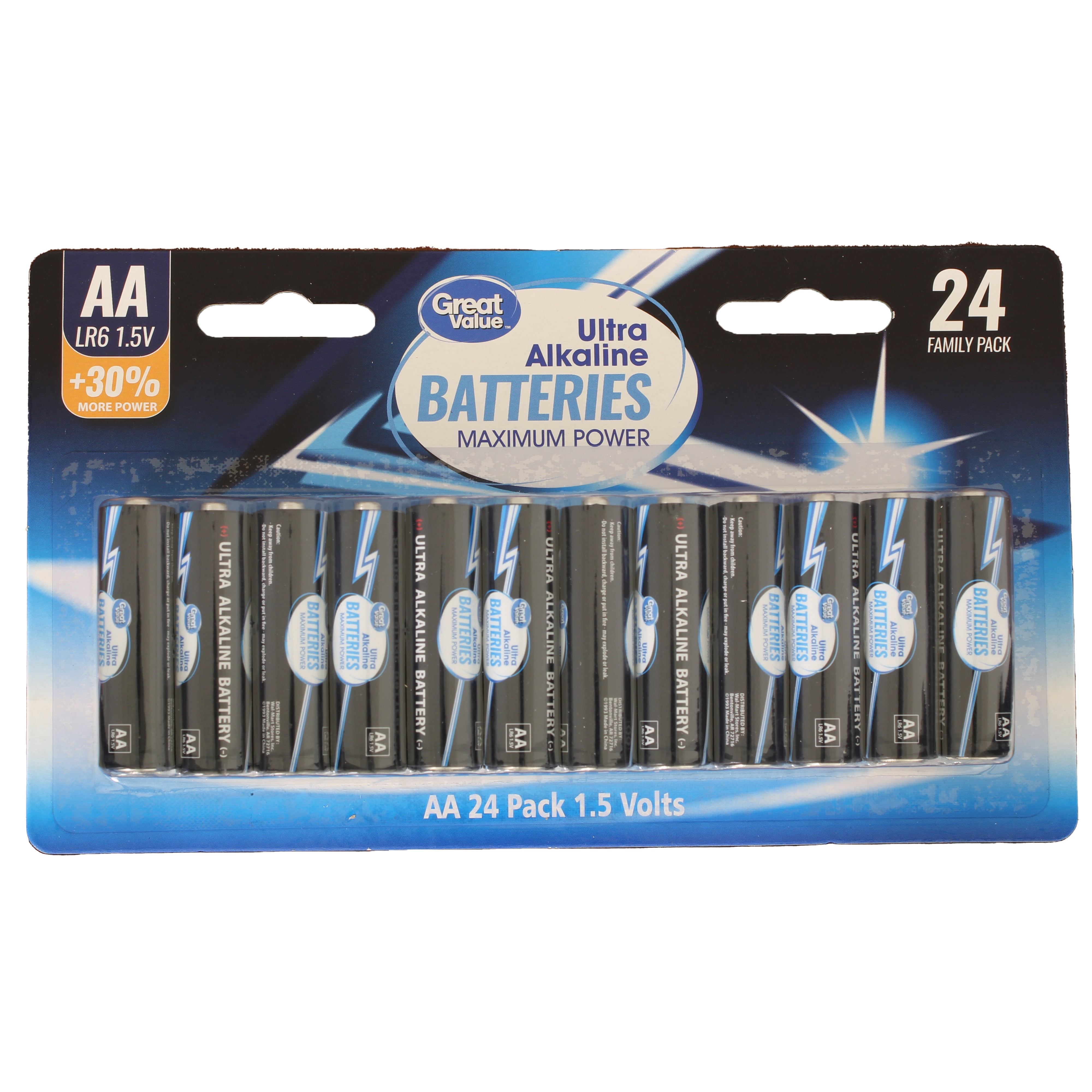 Great Value Alkaline AA Batteries, 24 Count