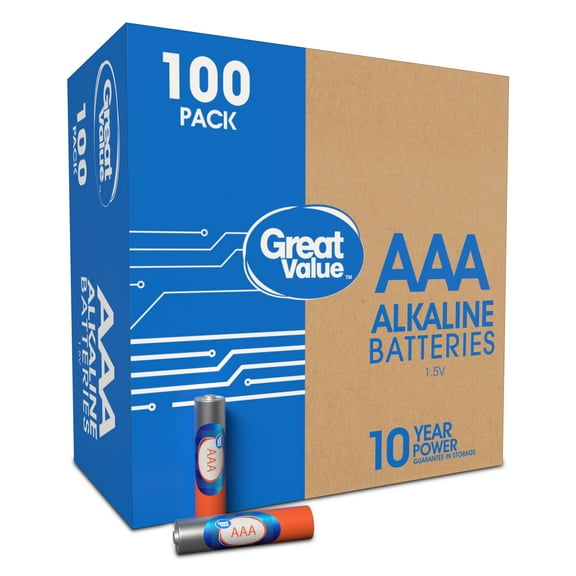 Great Value Alkaline AAA Batteries (100 Pack)