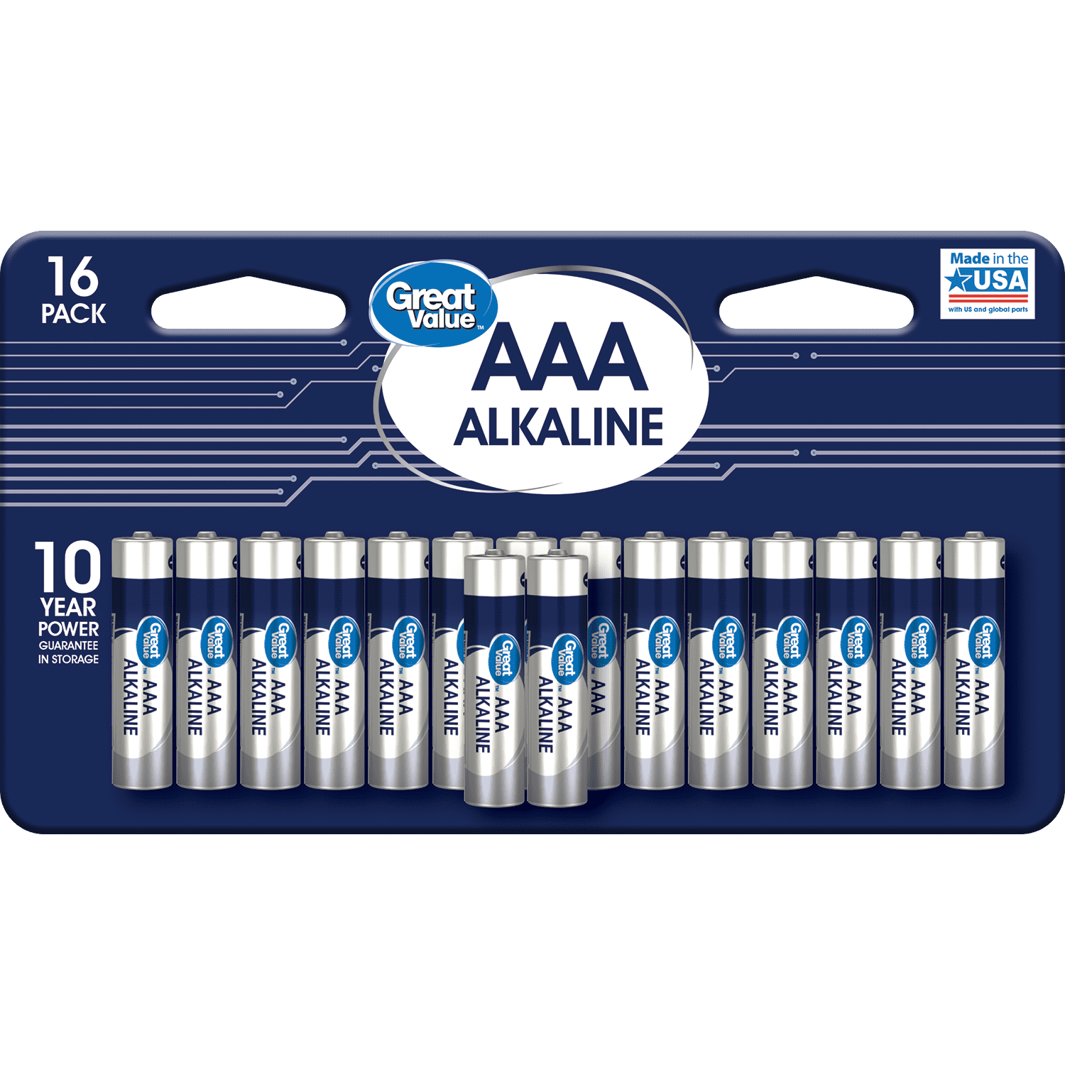Great Value Alkaline AAA Batteries, 16 Count for Office Use