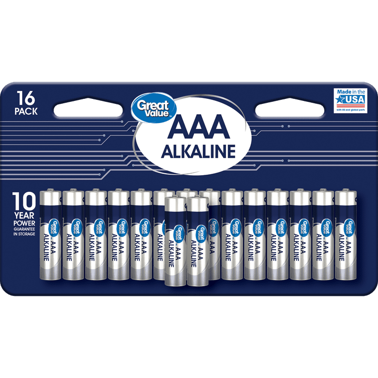 Great Value Alkaline AAA Batteries, 16 Count - Walmart.com