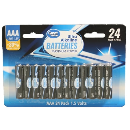 Great Value Alkaline AAA Batteries, 24 Count