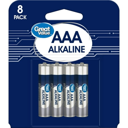 Great Value Alkaline AAA Batteries, 8 Count