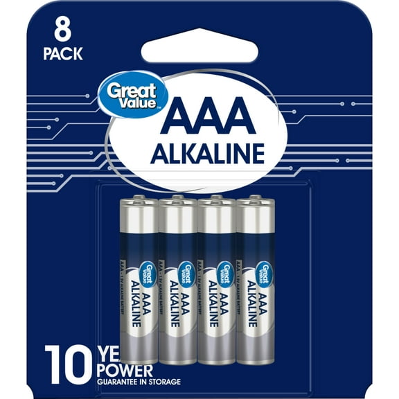 Great Value Alkaline AAA Batteries (8 Count)