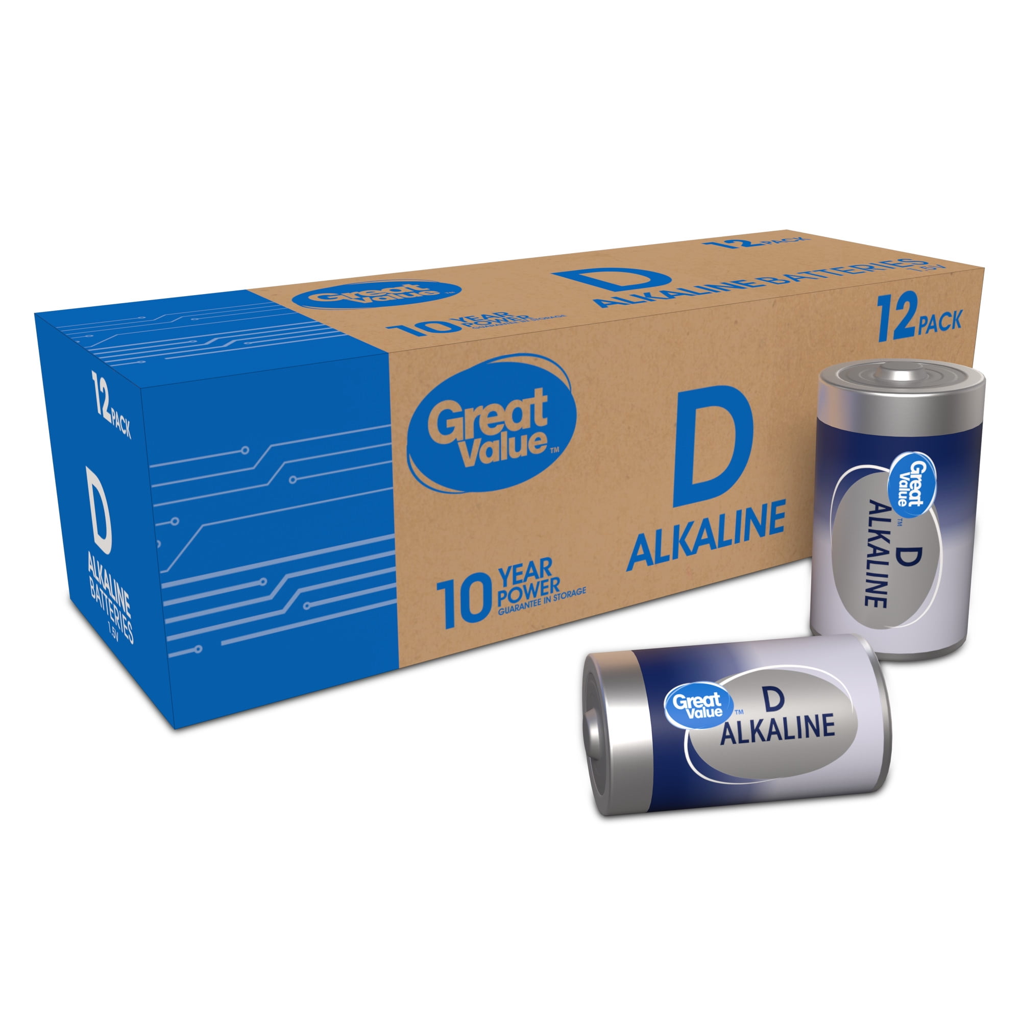 Great Value Alkaline D Batteries (12 Pack)