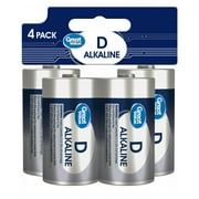 Great Value Alkaline D Batteries, 4 Count