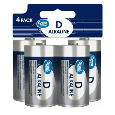 Great Value Alkaline D Batteries, 4 Count