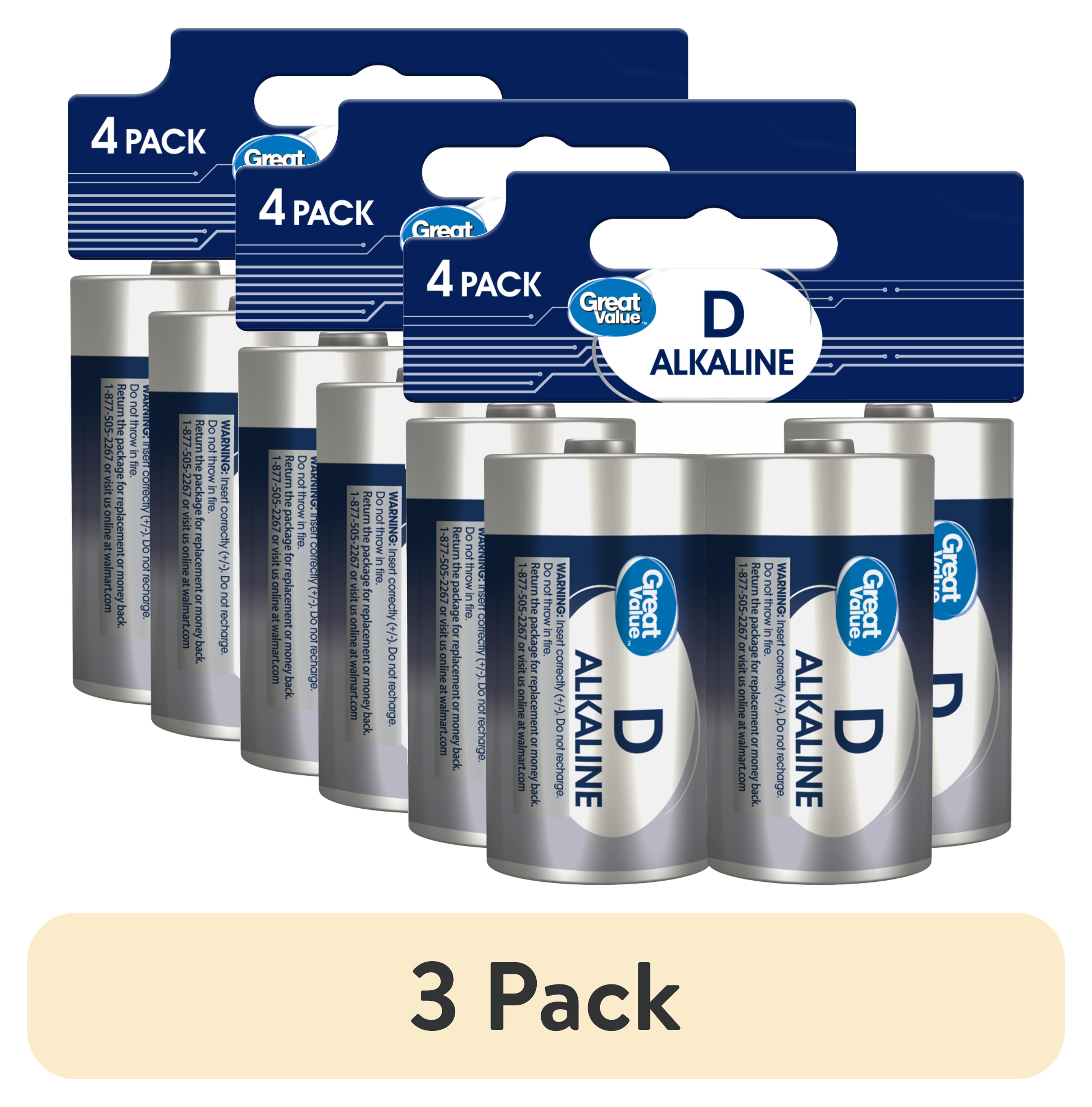 Great Value Alkaline D Batteries (4 Pack)