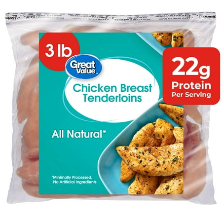 Great Value All Natural Chicken Breast Tenderloins, 3 lb (Frozen)