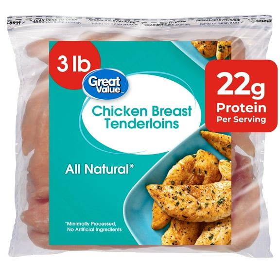 Great Value All Natural Chicken Breast Tenderloins, 3 lb (Frozen)