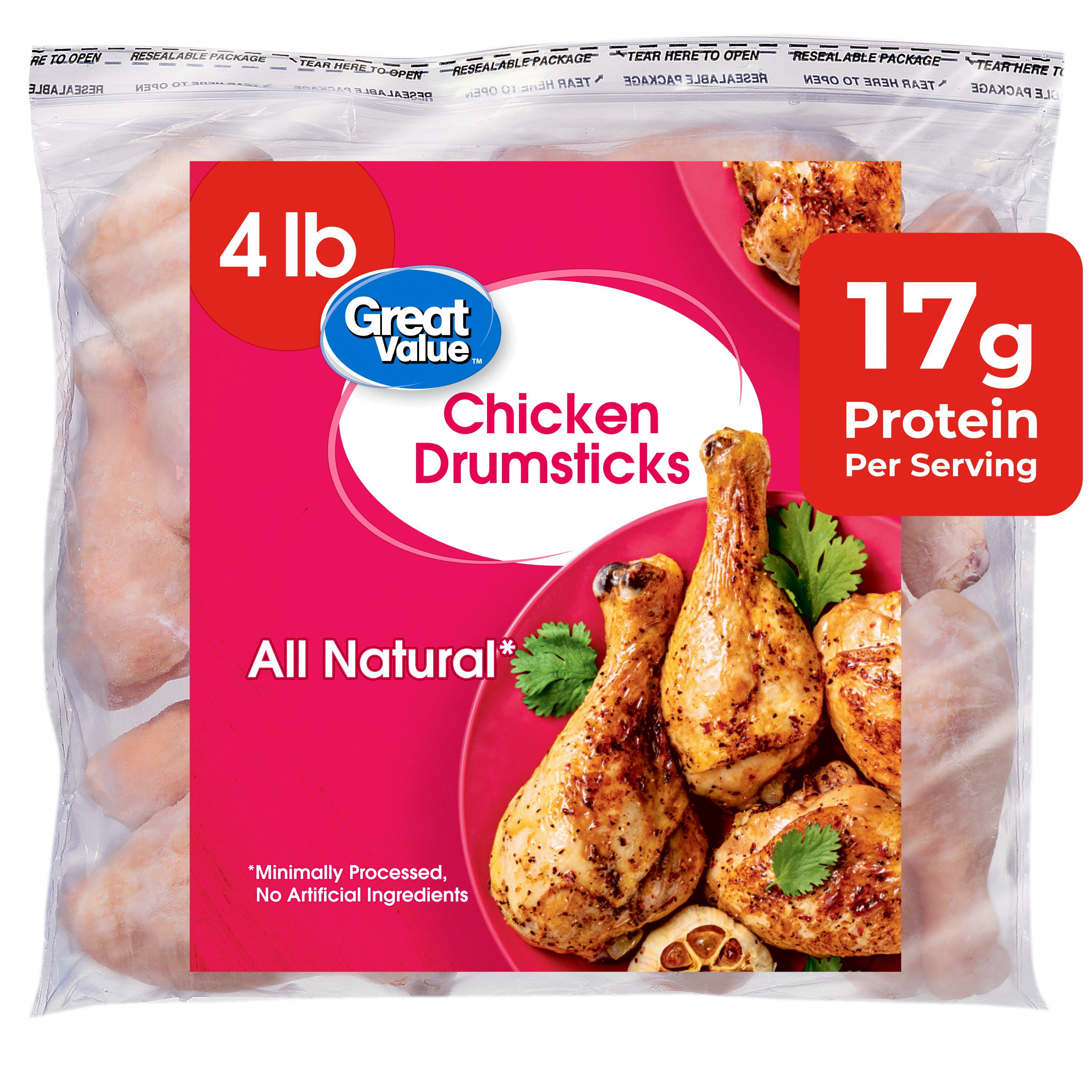 Great Value All Natural Chicken Drumsticks, 4 lbs (Frozen)