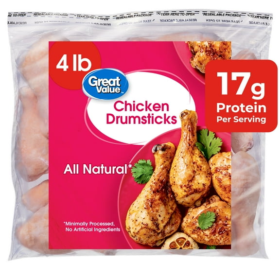 Great Value All Natural Chicken Drumsticks, 4 lbs (Frozen)