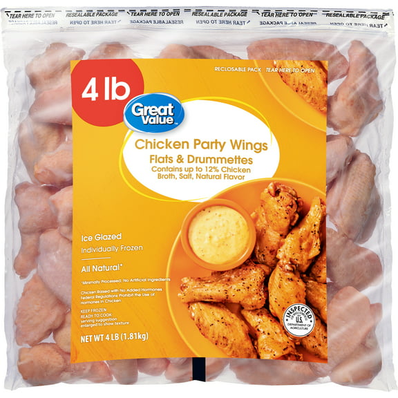 Great Value All Natural Chicken Wing Sections, 4 lb (Frozen)