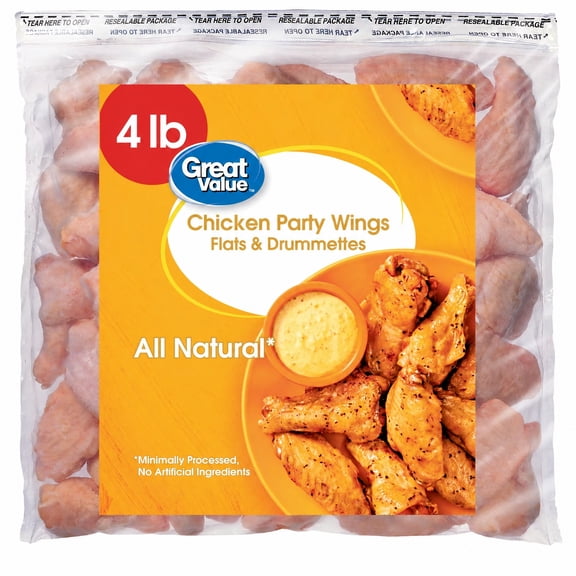 Great Value All Natural Chicken Wing Sections, 4 lb (Frozen)