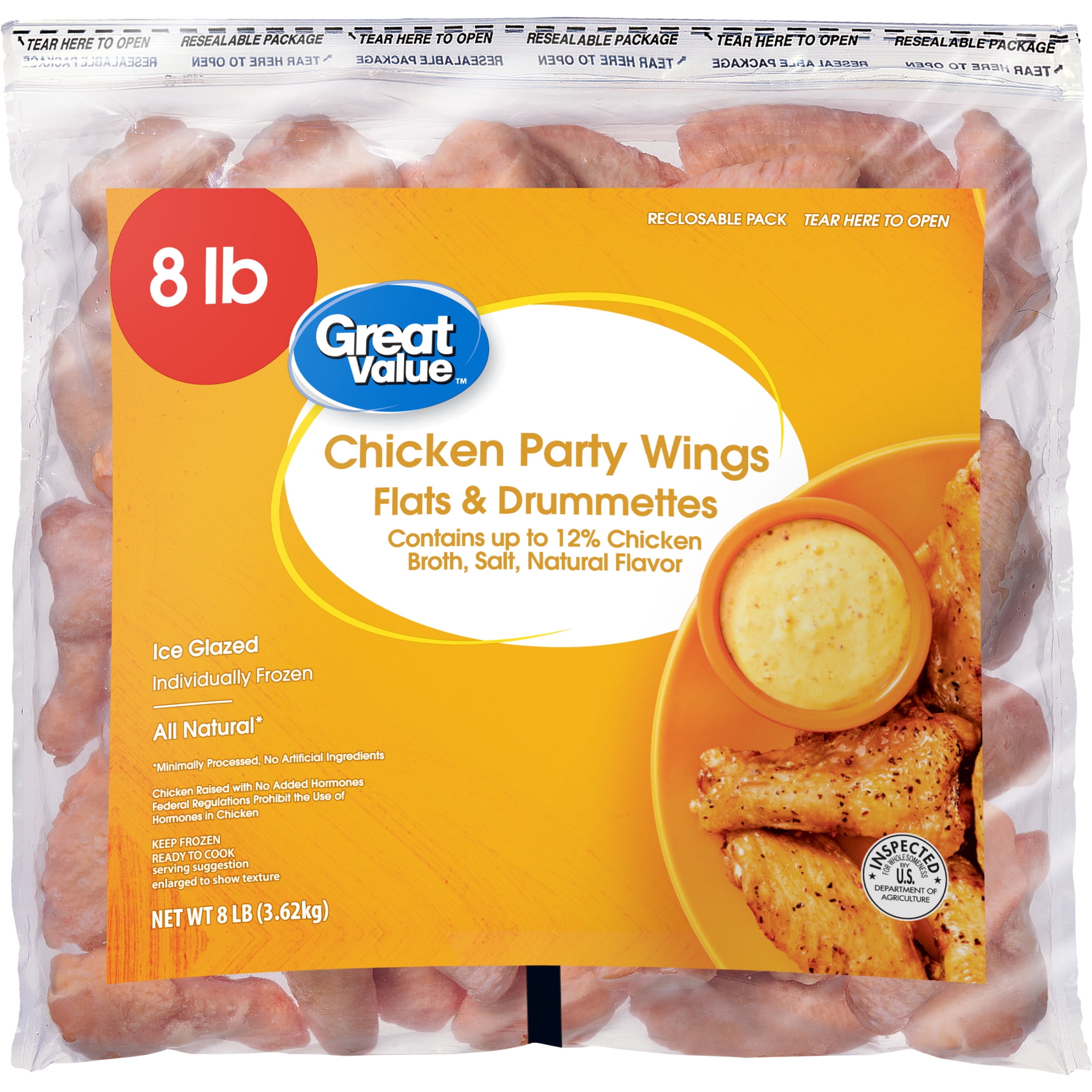 Great Value All Natural Chicken Wing Sections 8 lb Frozen 4533c5c0 5a53 43f1 8c20 46ed73de428f.adf91340ce012610384780624a8b09b9