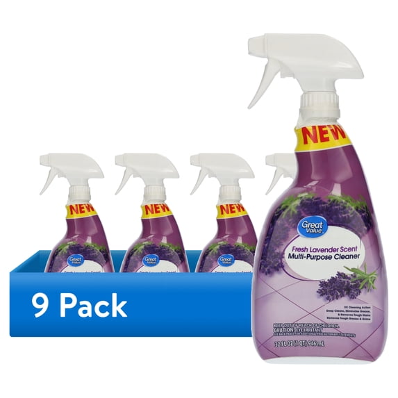 (9 pack) Great Value All-Purpose Cleaner, Lavender Scented, 32 fl oz