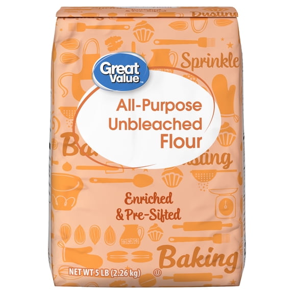 Great Value All-Purpose Unbleached Flour, 5 lb Bag