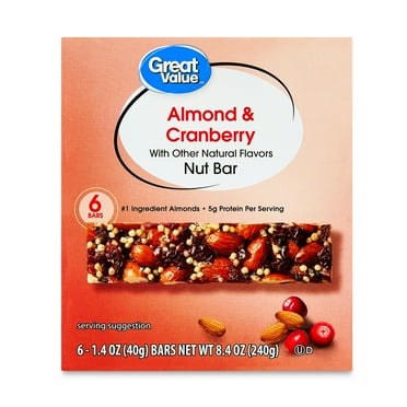 Great Value Almond & Cranberry Nut Bars, 1.4 oz, 6 Count
