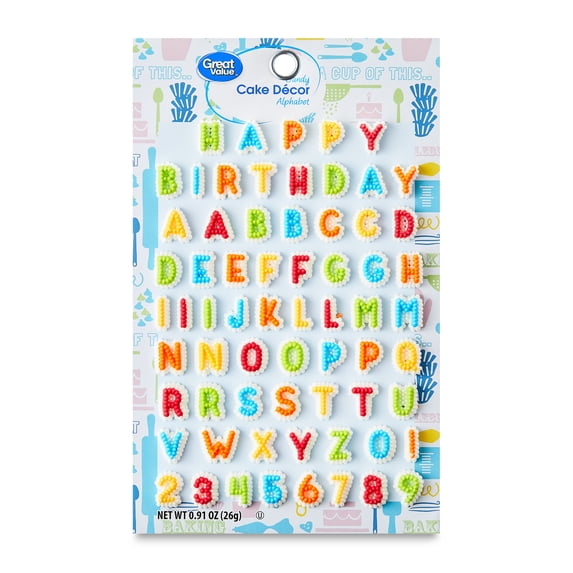 Great Value Candy Alphabet Cake Decor, Multicolor, 0.91 oz