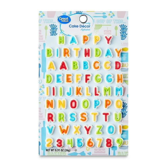 Great Value Candy Alphabet Cake Decor, Multicolor, 0.91 oz