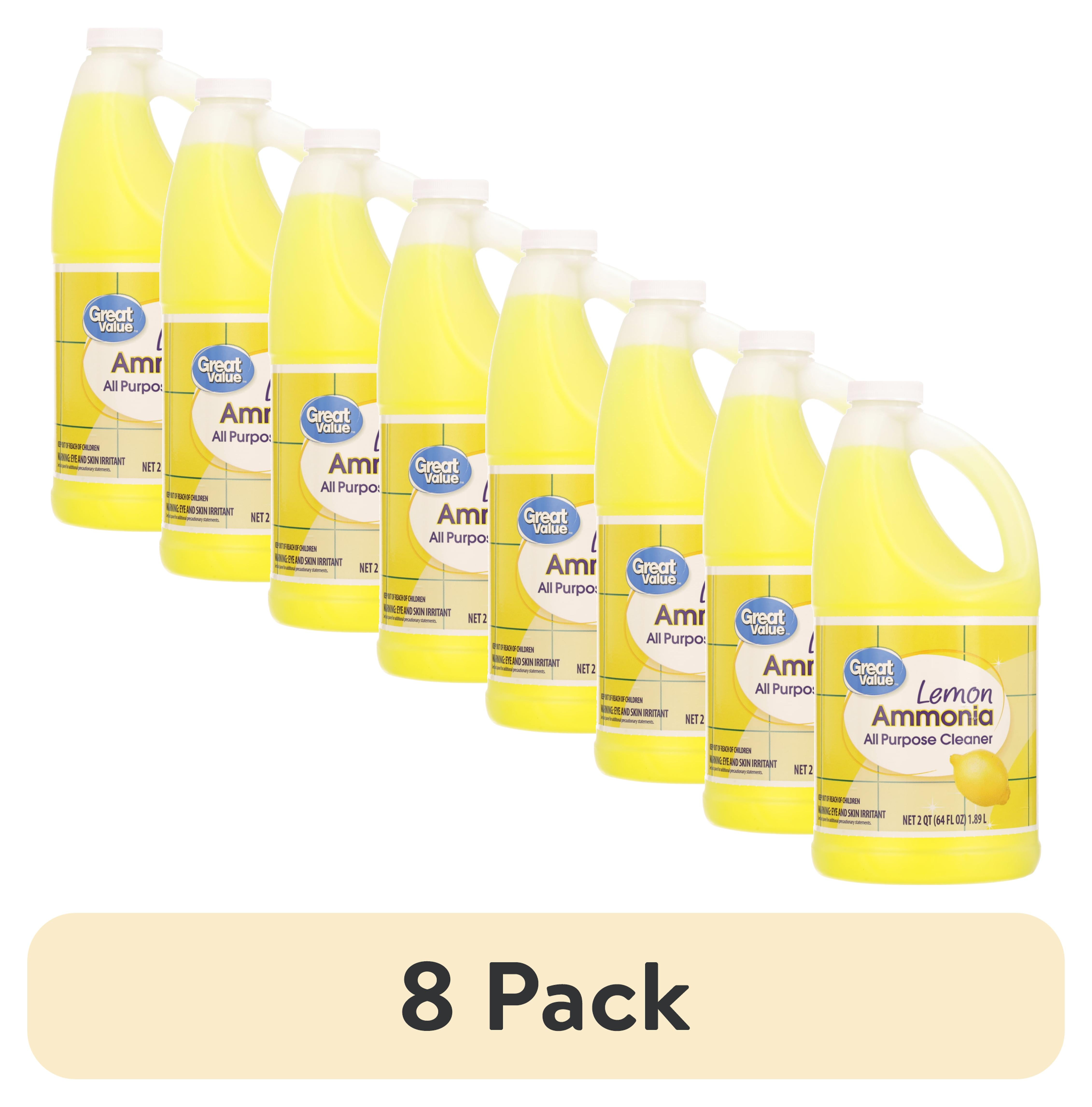 (8 pack) Great Value Ammonia All Purpose Cleaner, Lemon, 64 fl oz