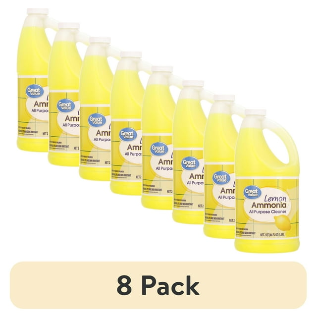 (8 pack) Great Value Ammonia All Purpose Cleaner, Lemon, 64 fl oz