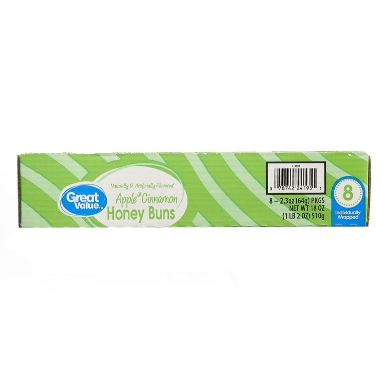 Great Value Apple Cinnamon Honey Buns, 2.3 oz, 8 Count
