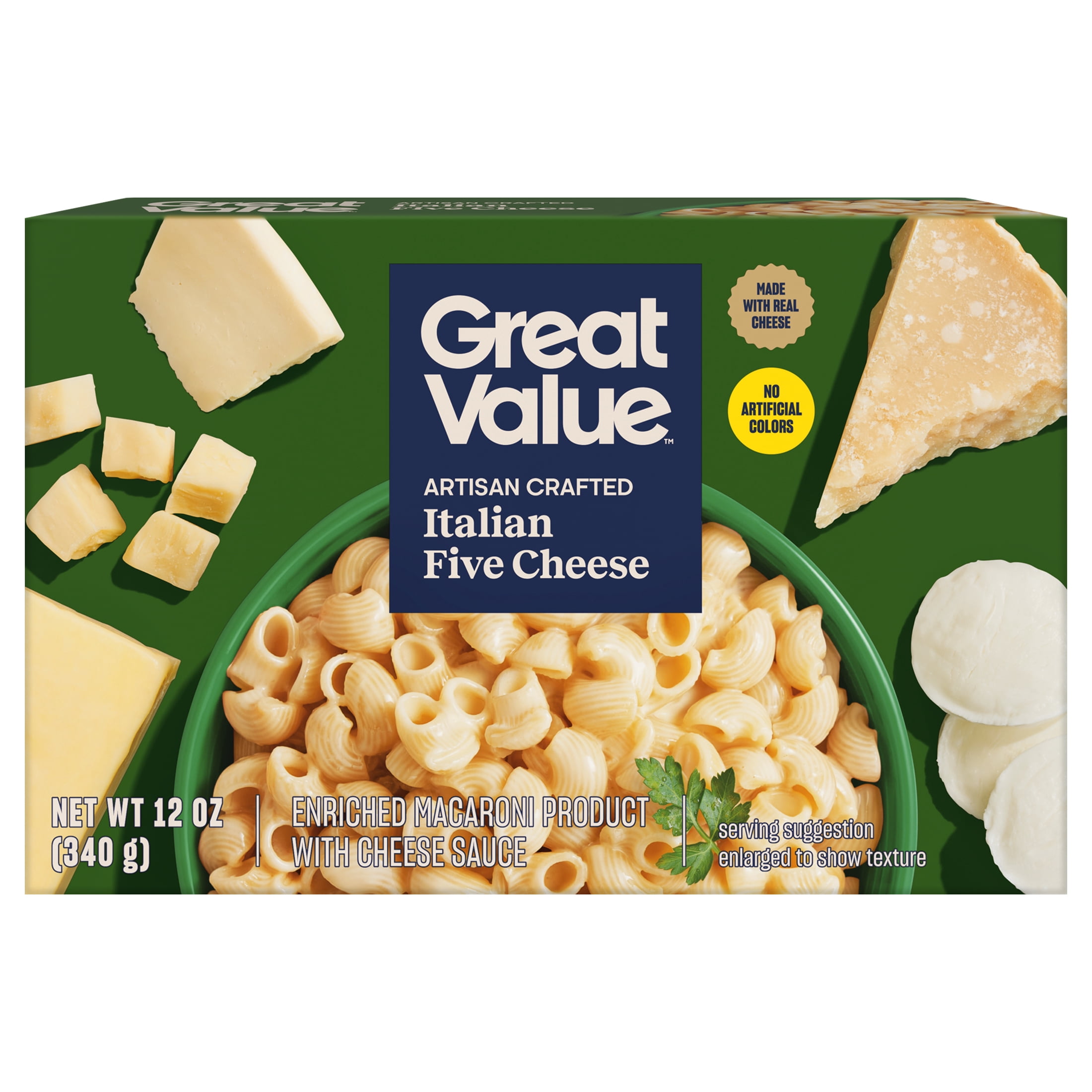 Great Value Artisan Crafted Macaroni and Cheese, Italian Five Cheese, 12 oz (Shelf Stable)