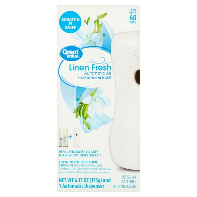 Great Value Automatic Air Freshener & Refill, Linen Fresh, 6.17 Ounce