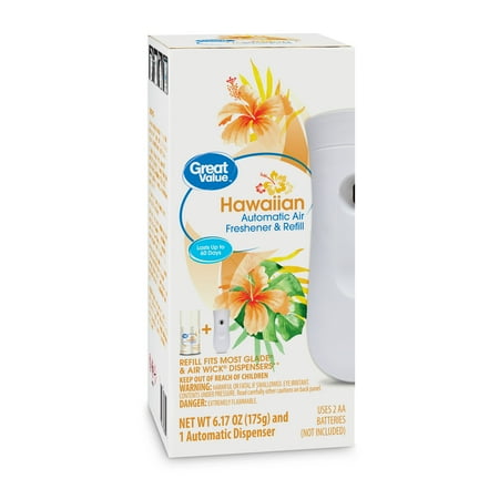 Great Value Automatic Air Freshener Spray Kit with1 Refill Included, Hawaiian, 2 Pieces