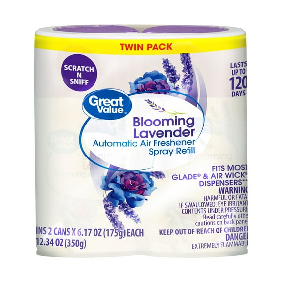 Great Value Automatic Air Freshener Spray Refill, Blooming Lavender, 2 pieces