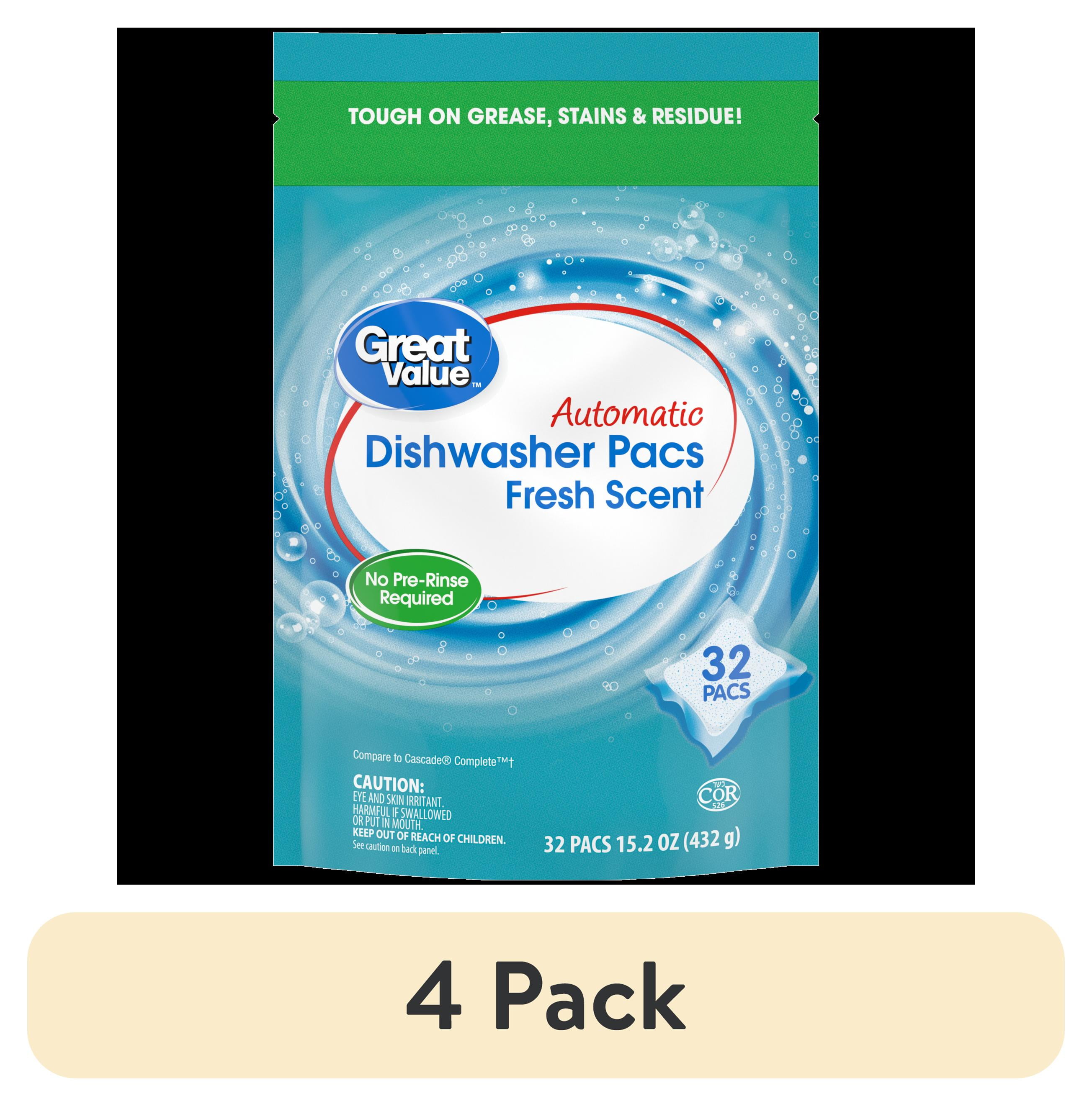 (4 pack) Great Value Automatic Dishwasher Detergent Pods, Base Clean