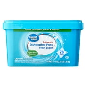 Great Value Automatic Dishwasher Pacs, Fresh Scent, 78 Count
