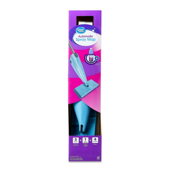 Great Value Automatic Spray Mop Starter Kit with Spray Mop, 5 Pads and Cleaning Solution
