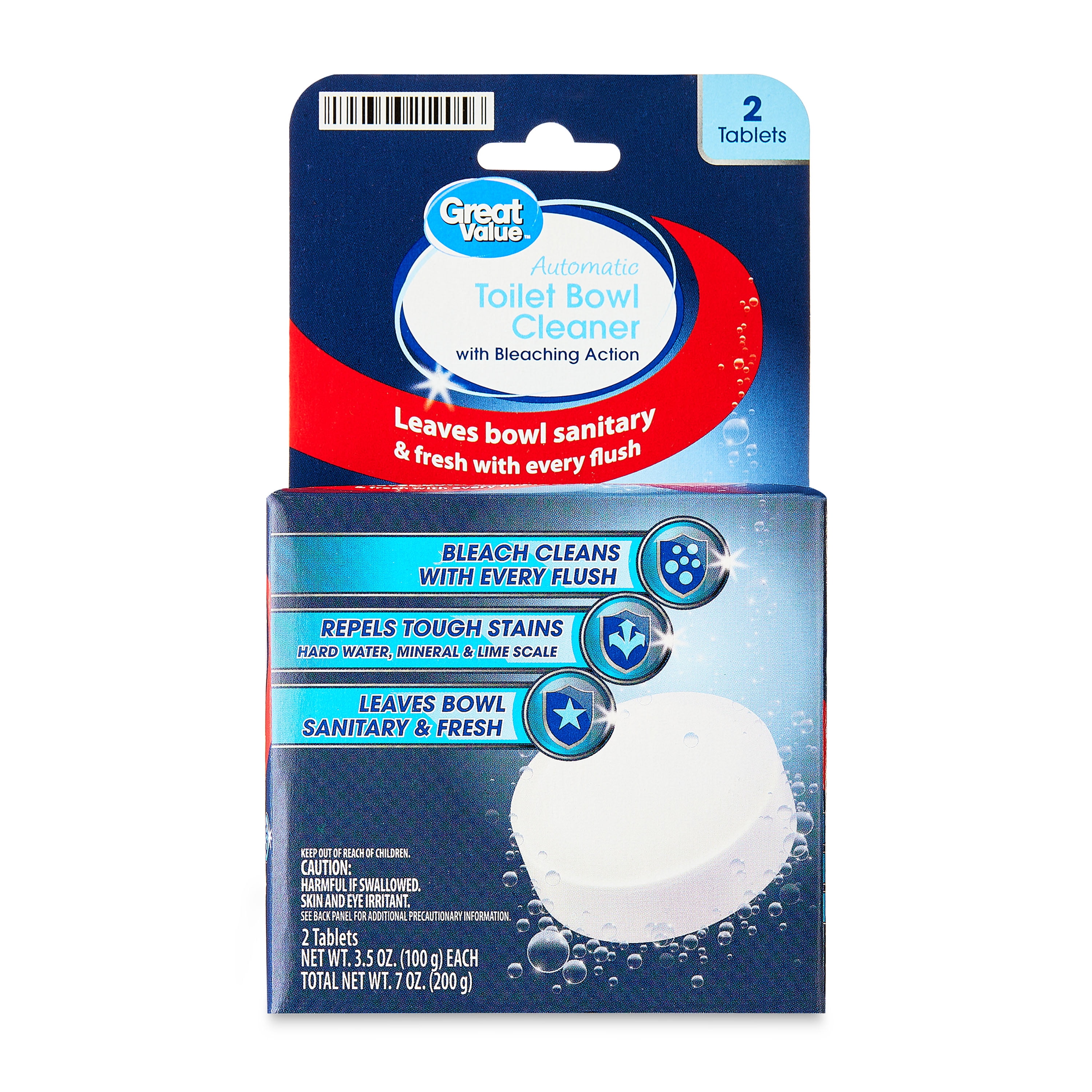 Great Value Automatic Toilet Bowl Cleaner Tablets with Bleaching Action, 2 Count