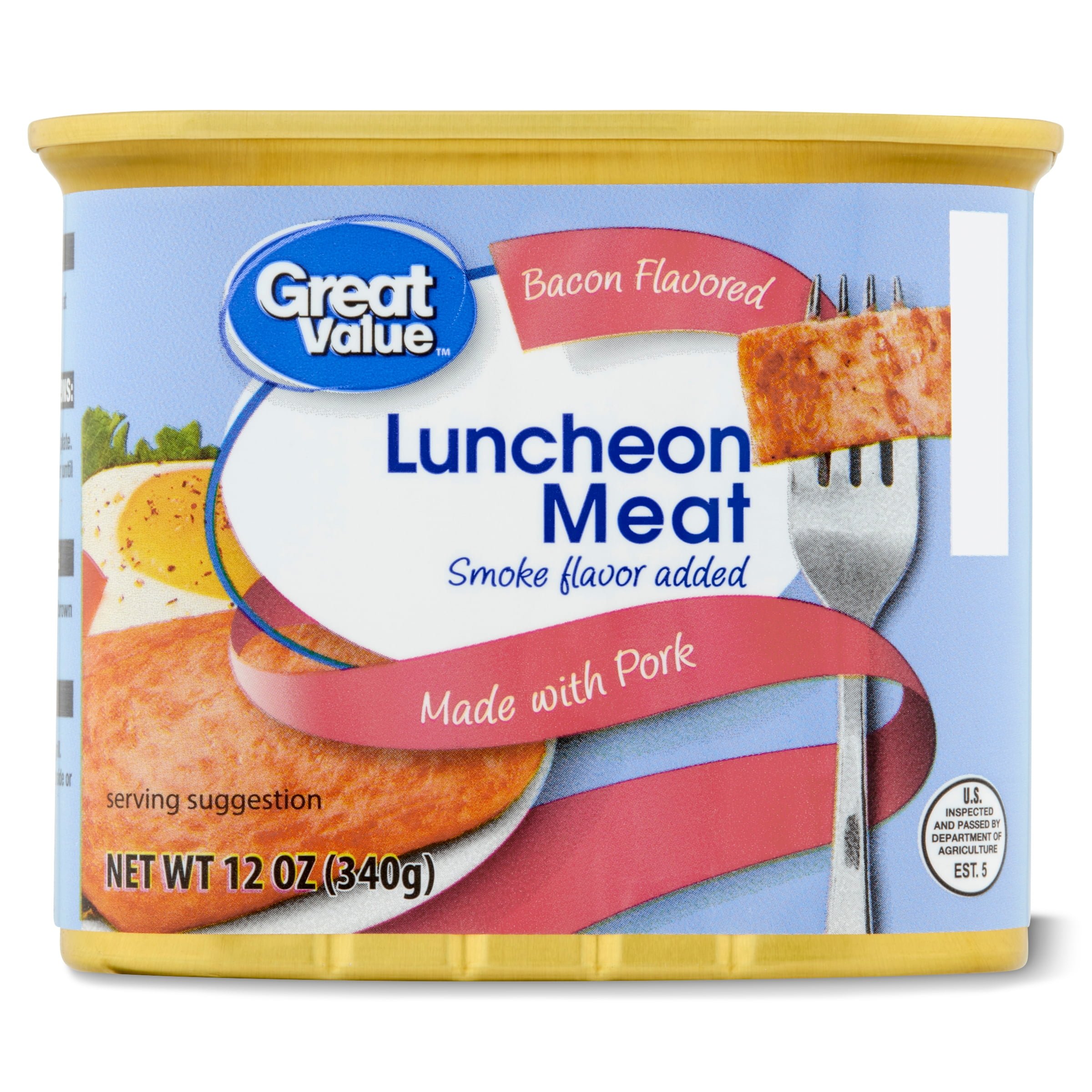 Great Value Bacon Luncheon Meat, high protein, 12 oz Aluminum Can
