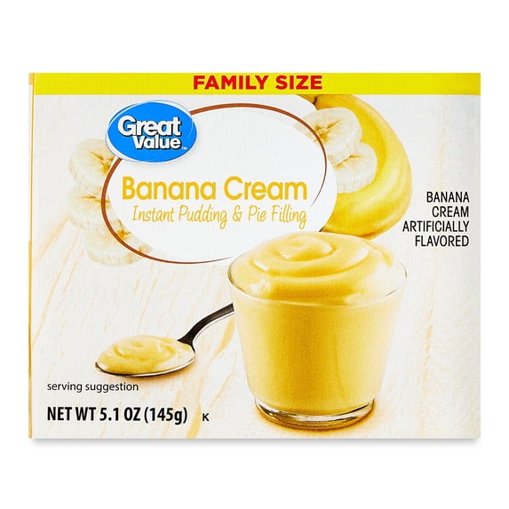 Great Value Banana Cream Family Size Pudding 5.1 oz Box