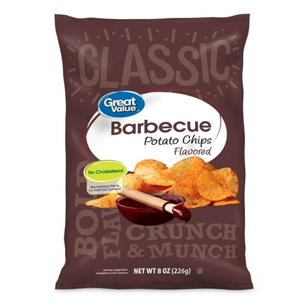Great Value Barbecue Flavored Potato Chips, 8 oz